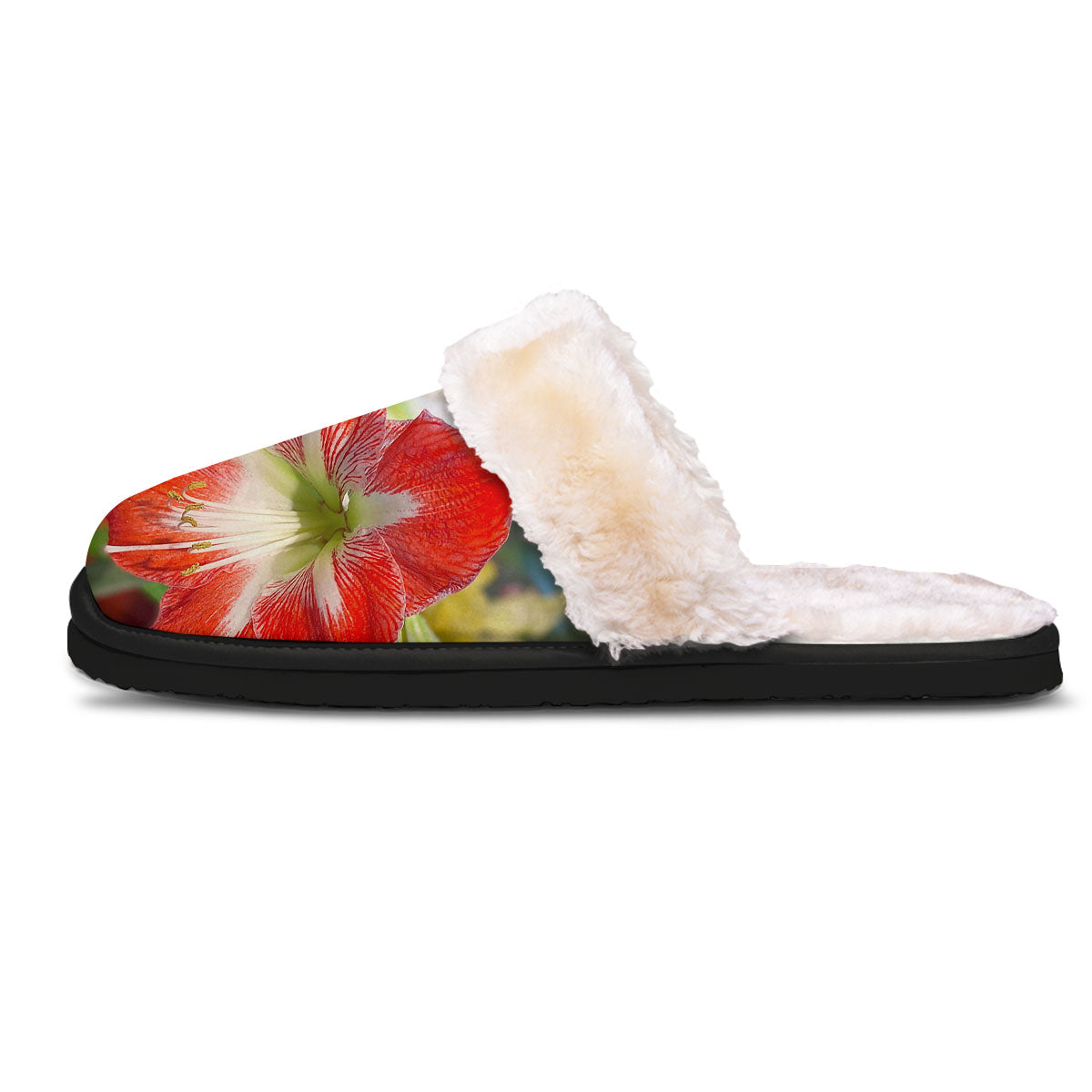 Amaryllis White And Red Print Slippers-grizzshop