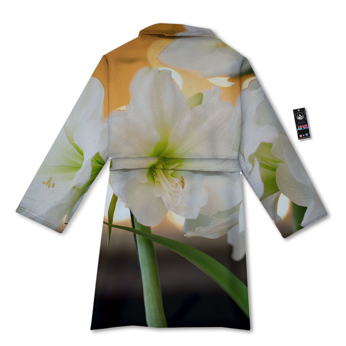 Amaryllis White Print Bathrobe-grizzshop