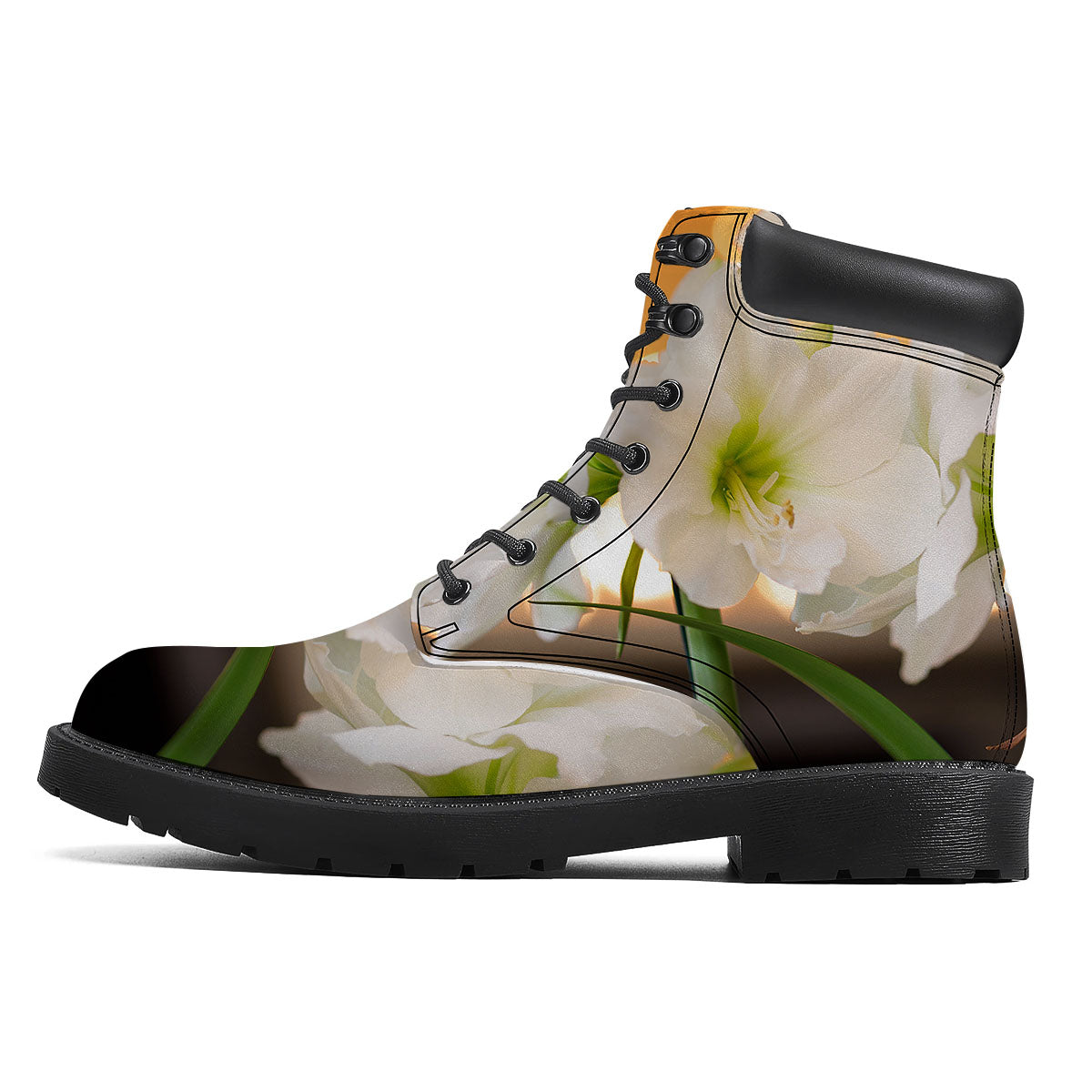 Amaryllis White Print Boots-grizzshop