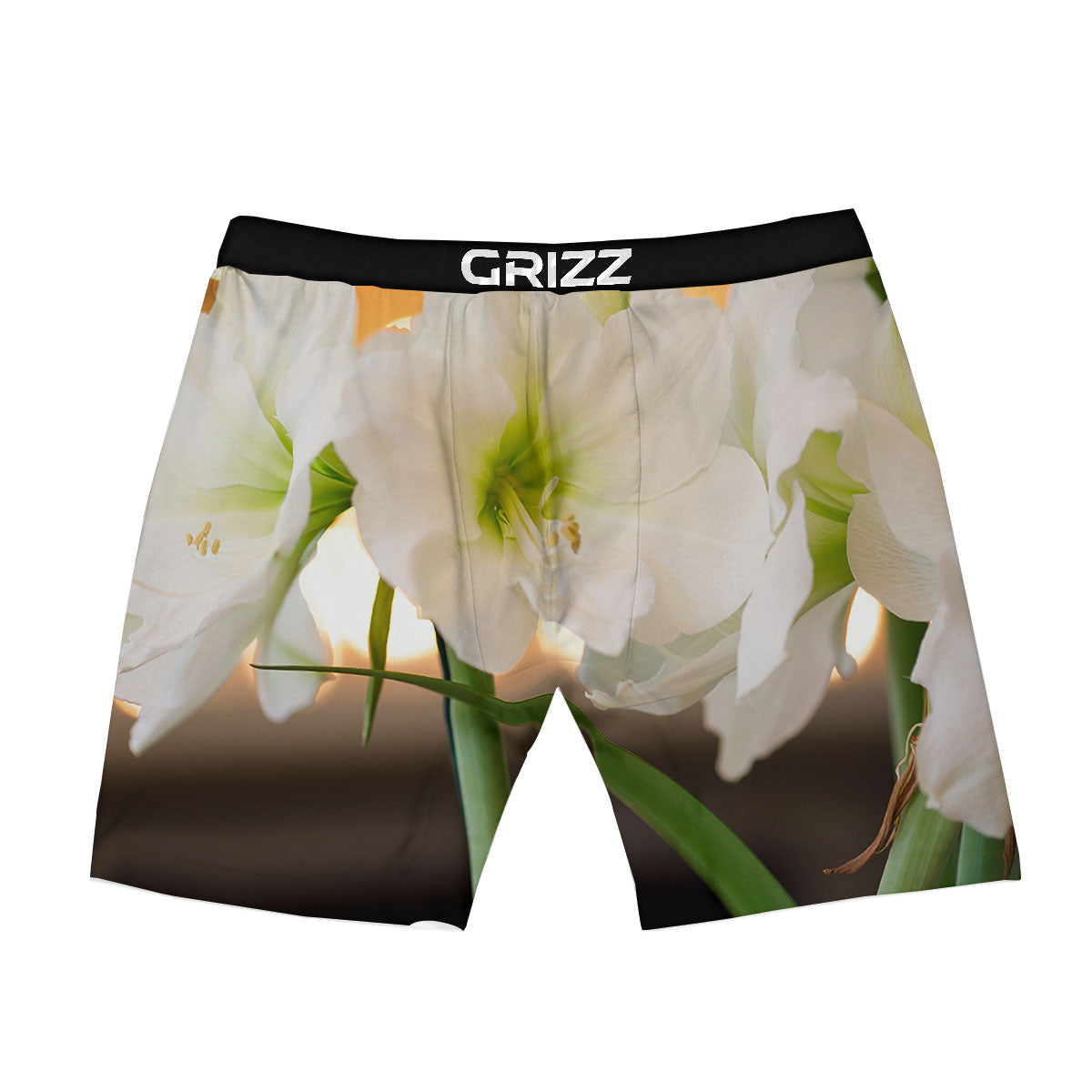 Amaryllis White Print Boxer Briefs-grizzshop