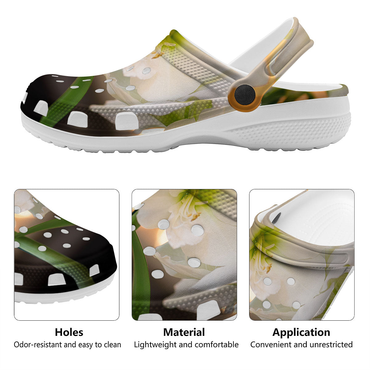 Amaryllis White Print Clog-grizzshop