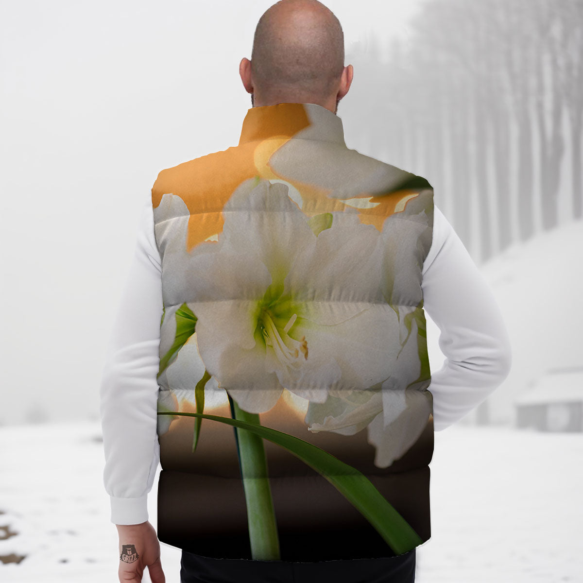 Amaryllis White Print Down Vest
