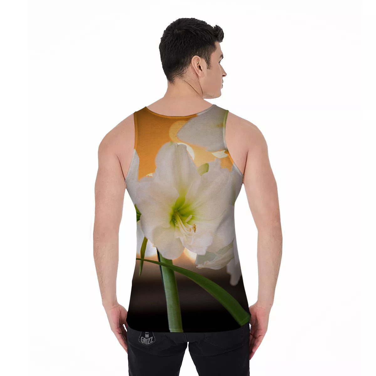 Amaryllis White Print Men's Tank Top-grizzshop