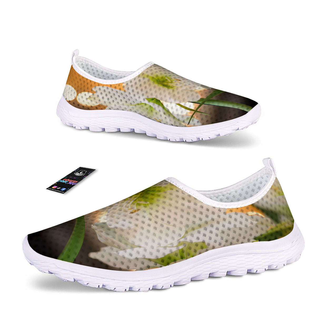 Amaryllis White Print Nurse Shoes-grizzshop