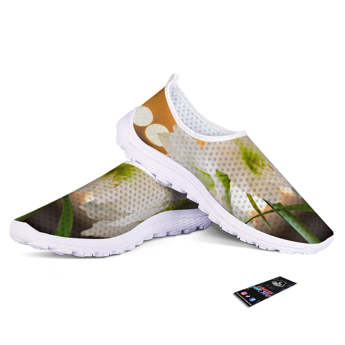Amaryllis White Print Nurse Shoes-grizzshop