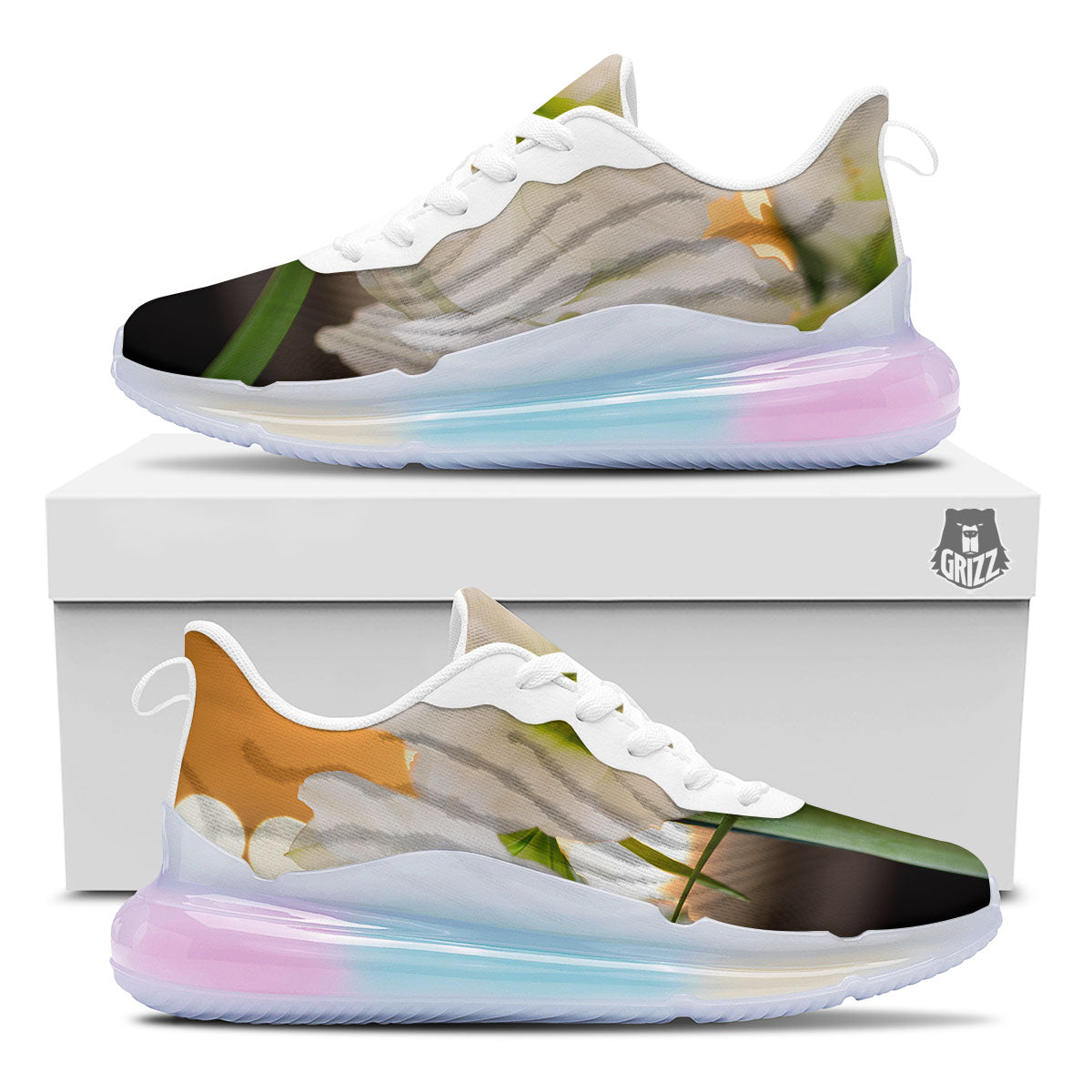 Amaryllis White Print Running Sneakers-grizzshop
