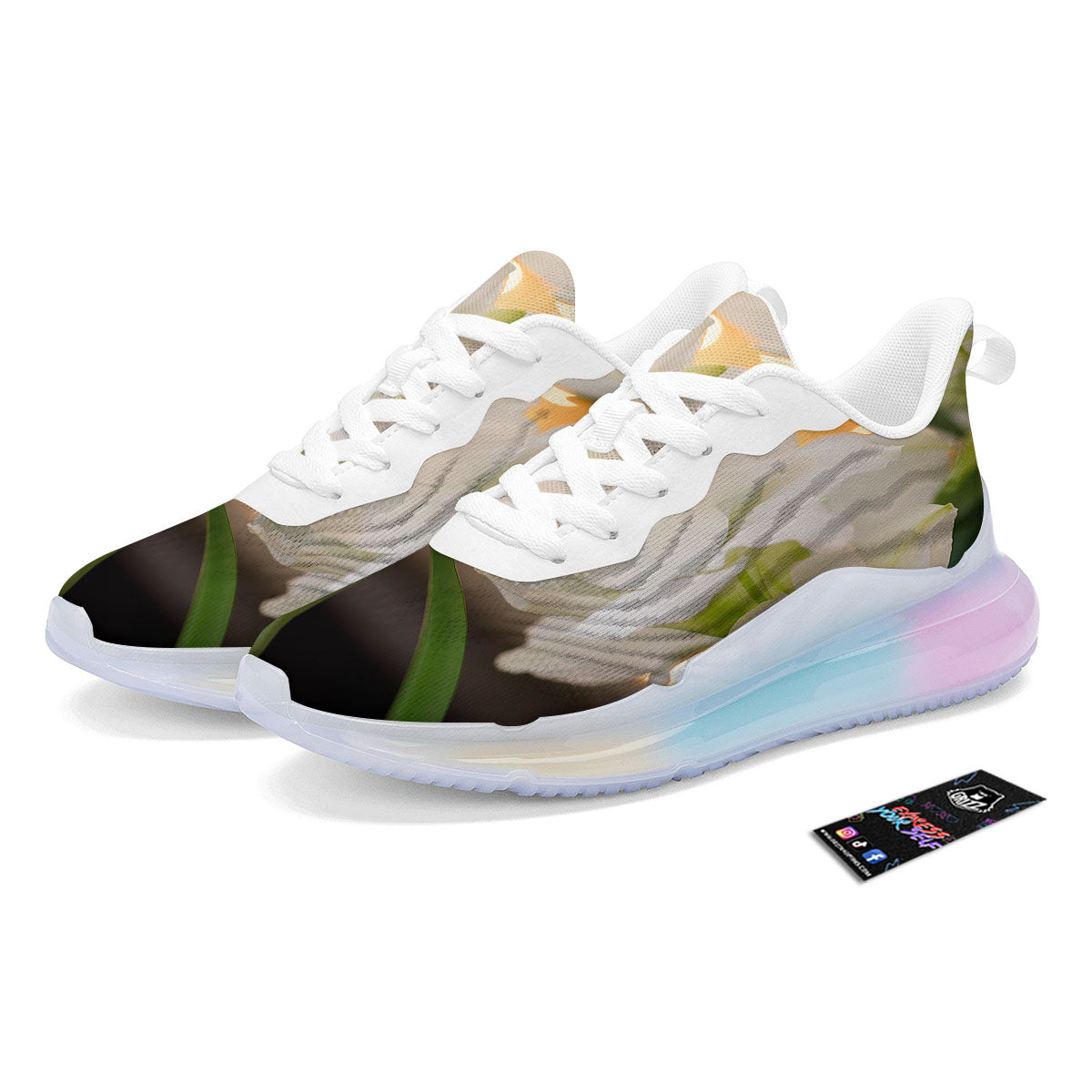 Amaryllis White Print Running Sneakers-grizzshop