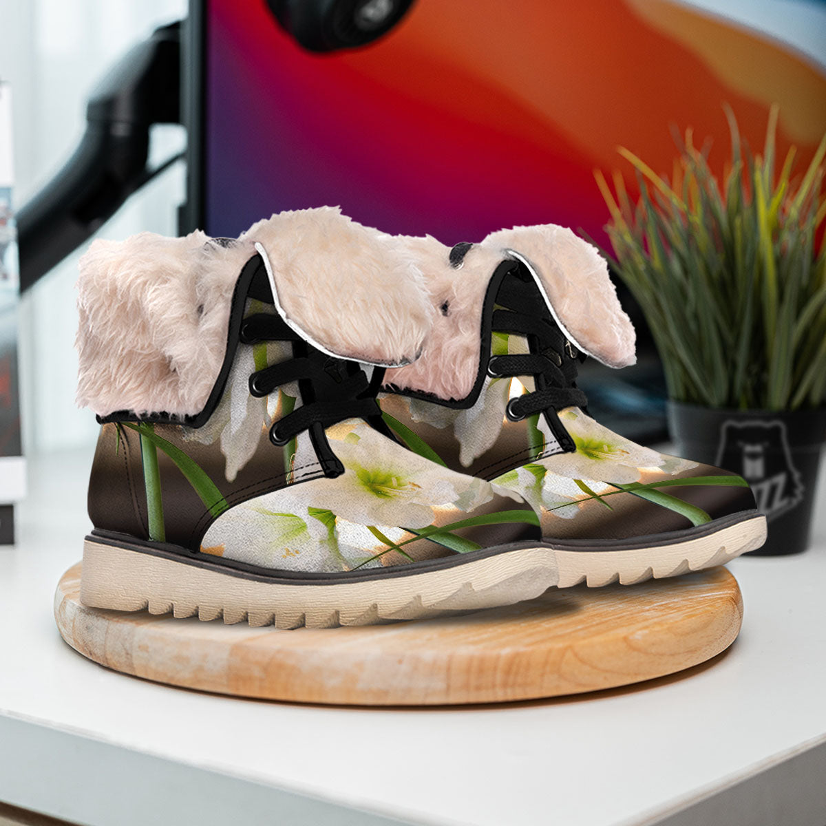 Amaryllis White Print Snow Boots-grizzshop