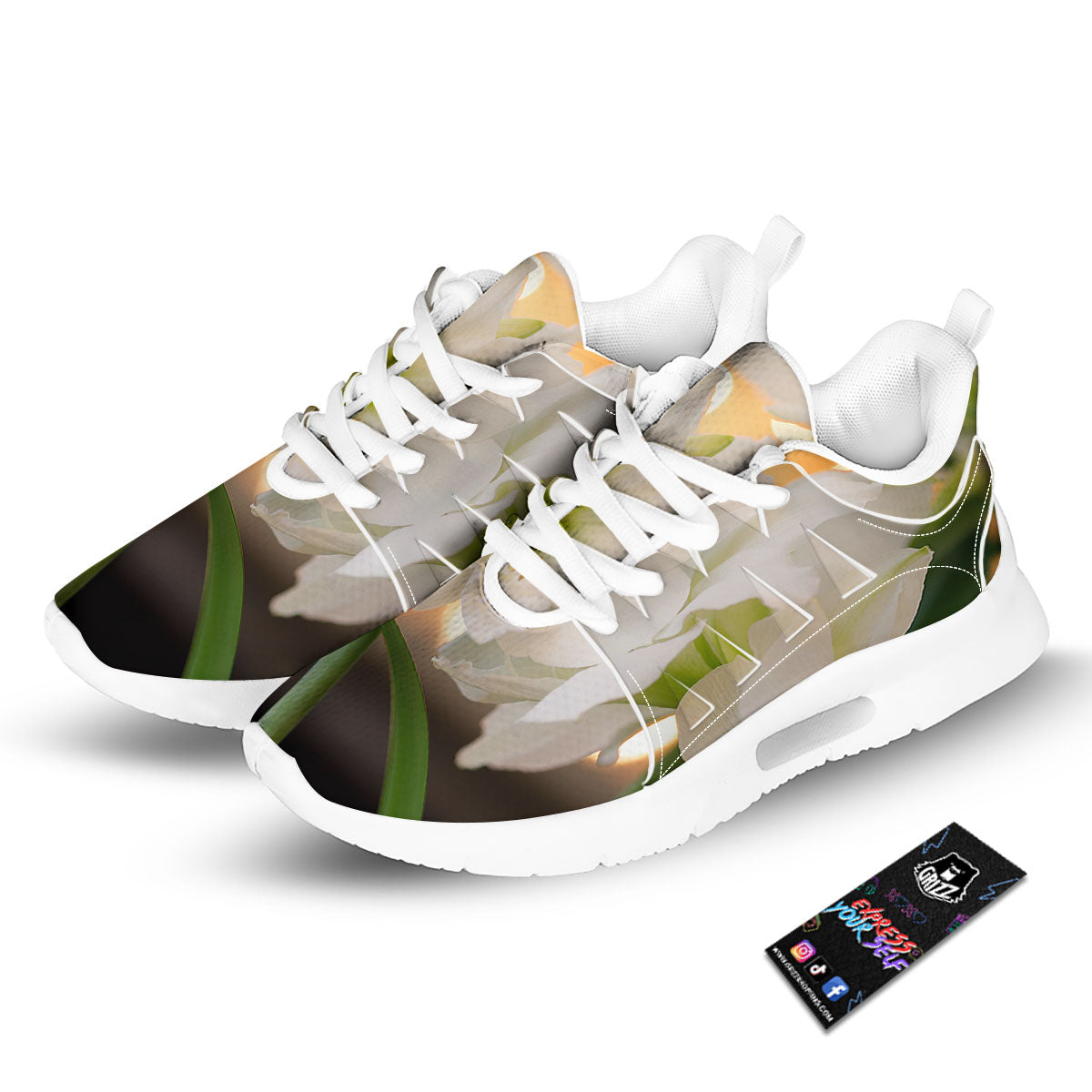 Amaryllis White Print Tennis Shoes-grizzshop