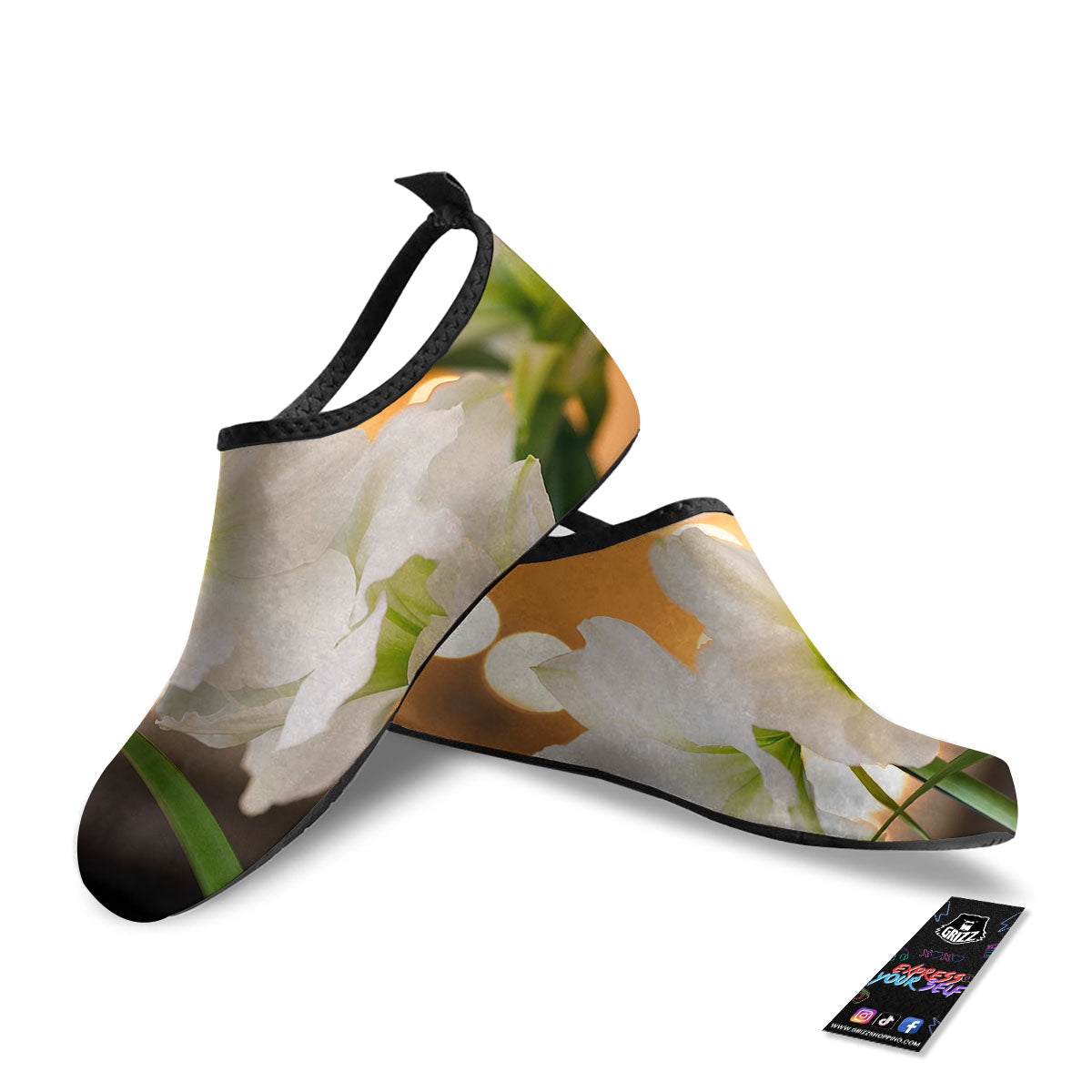 Amaryllis White Print Water Shoes-grizzshop