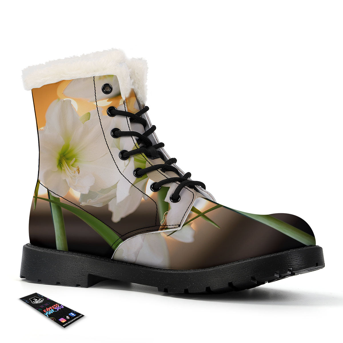Amaryllis White Print Winter Boots-grizzshop