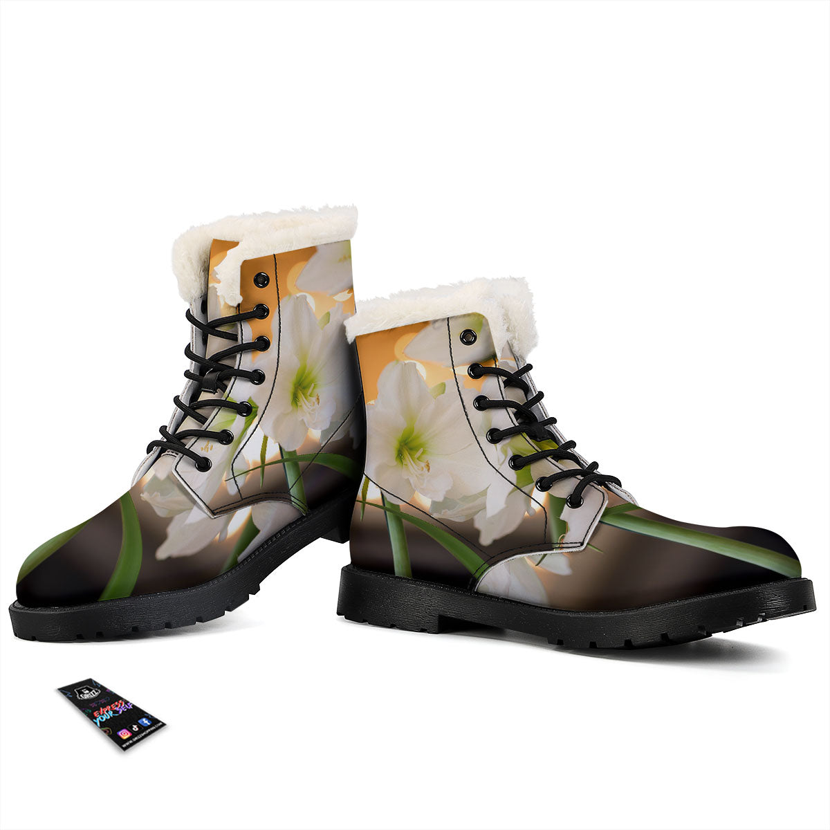 Amaryllis White Print Winter Boots-grizzshop