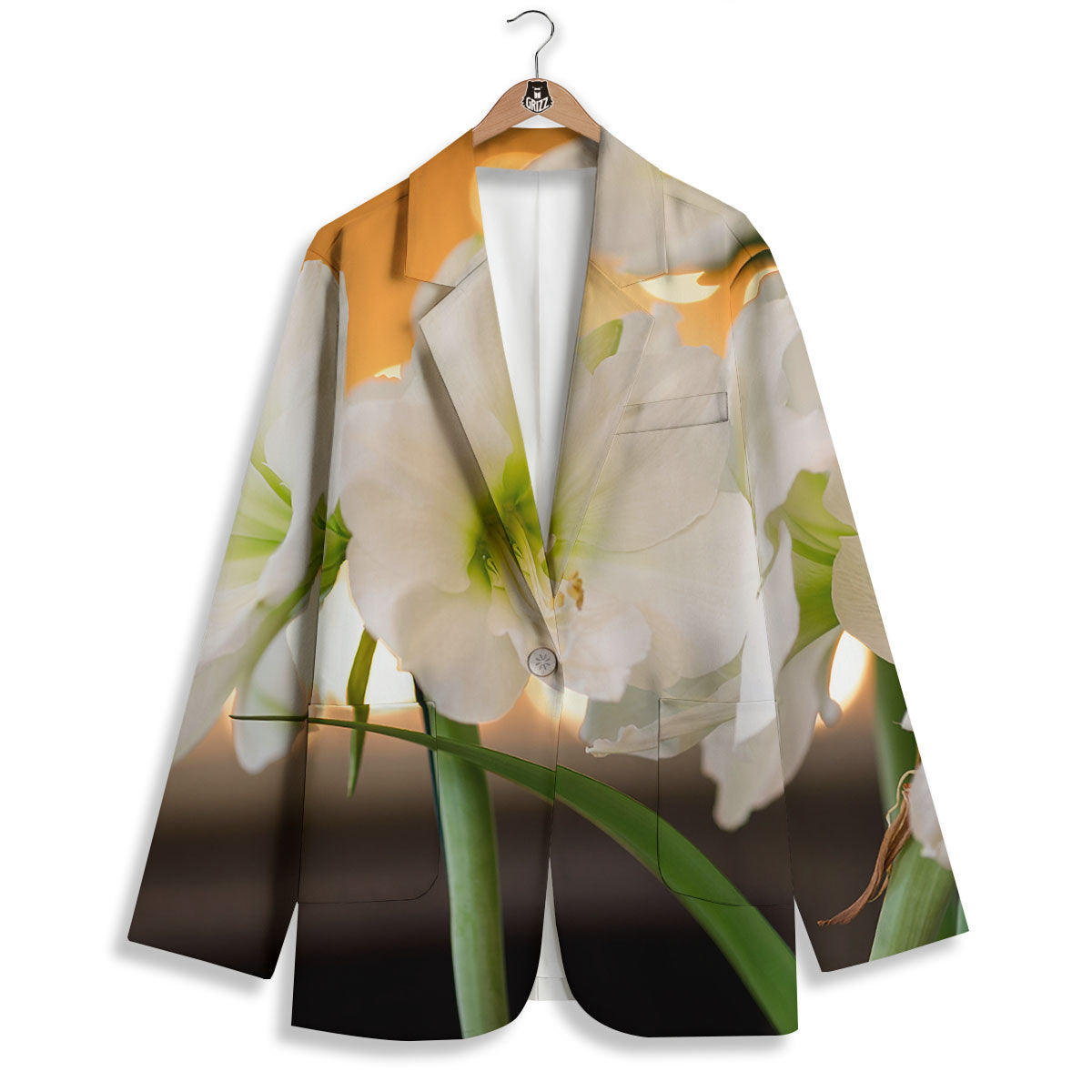 Amaryllis White Print Women's Blazer-grizzshop