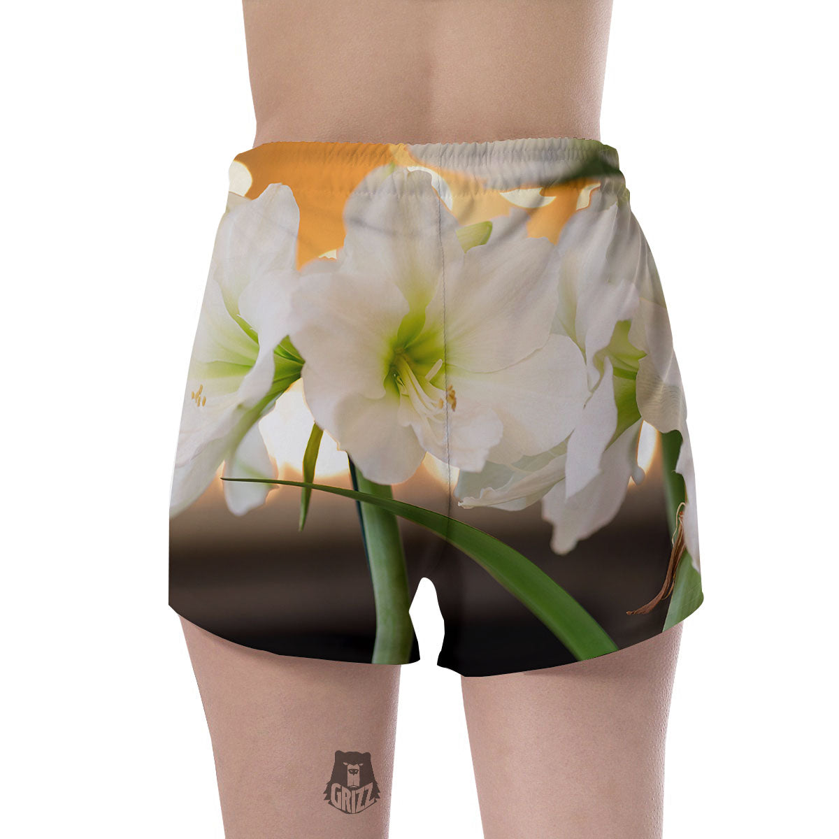 Amaryllis White Print Women's Shorts-grizzshop
