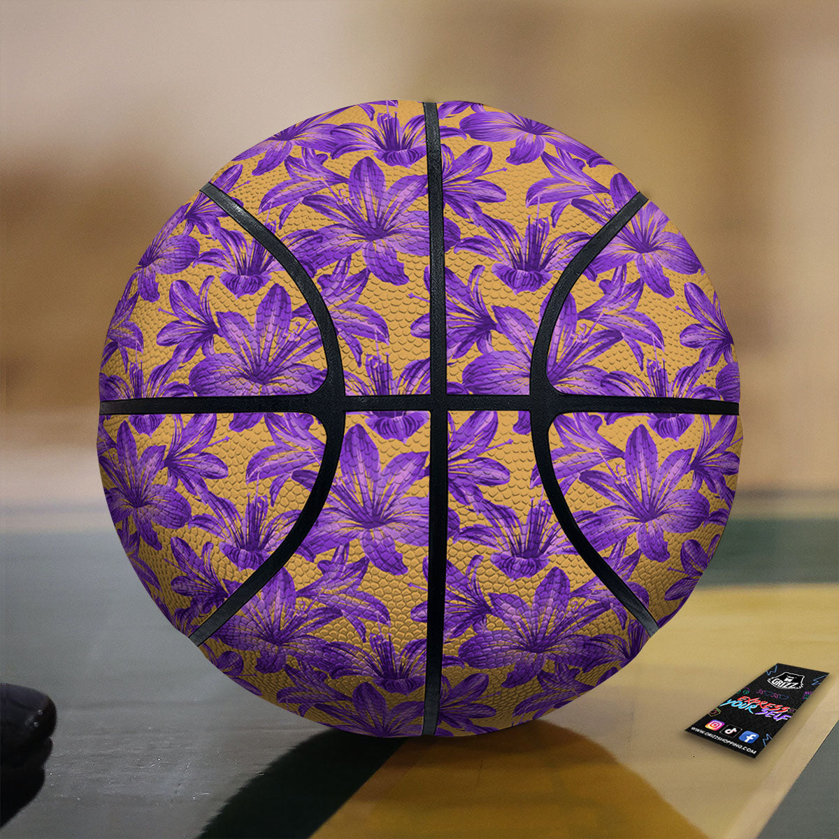 Alstroemeria Yellow Print Pattern Basketball