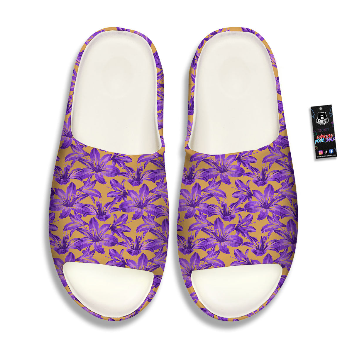 Amaryllis Japanese Purple Print Pattern Sandals-grizzshop
