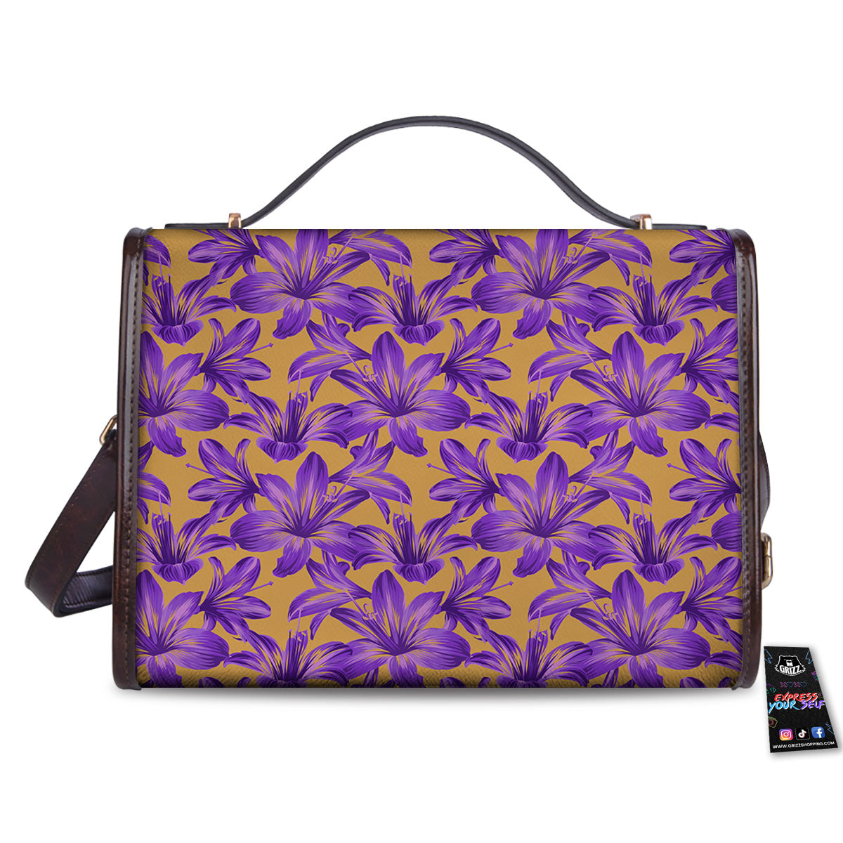Amaryllis Japanese Purple Print Pattern Women's Satchel Bag