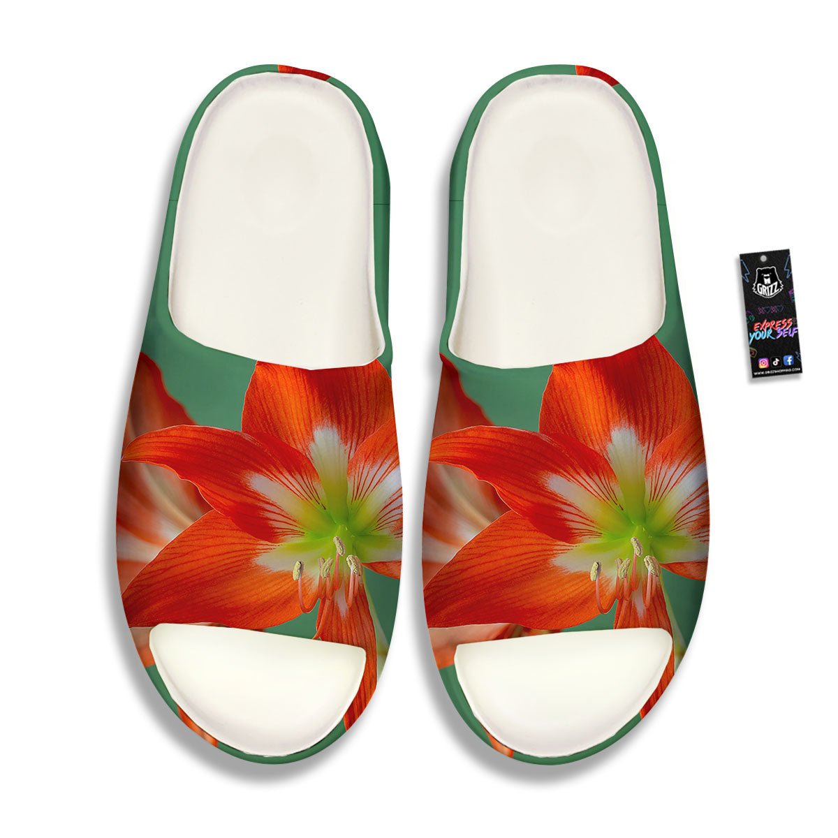 Amaryllis Orange Print Sandals-grizzshop