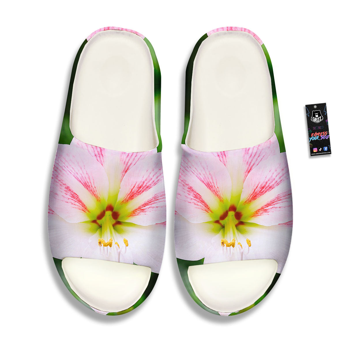 Amaryllis Pink And White Print Sandals-grizzshop
