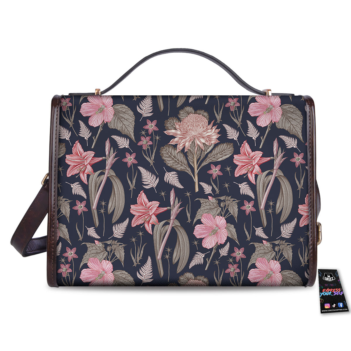 Amaryllis Pink Print Pattern Women's Satchel Bag
