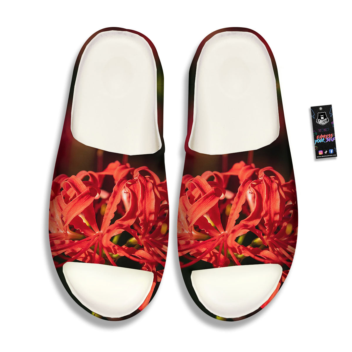 Amaryllis Red Japanese Print Sandals-grizzshop
