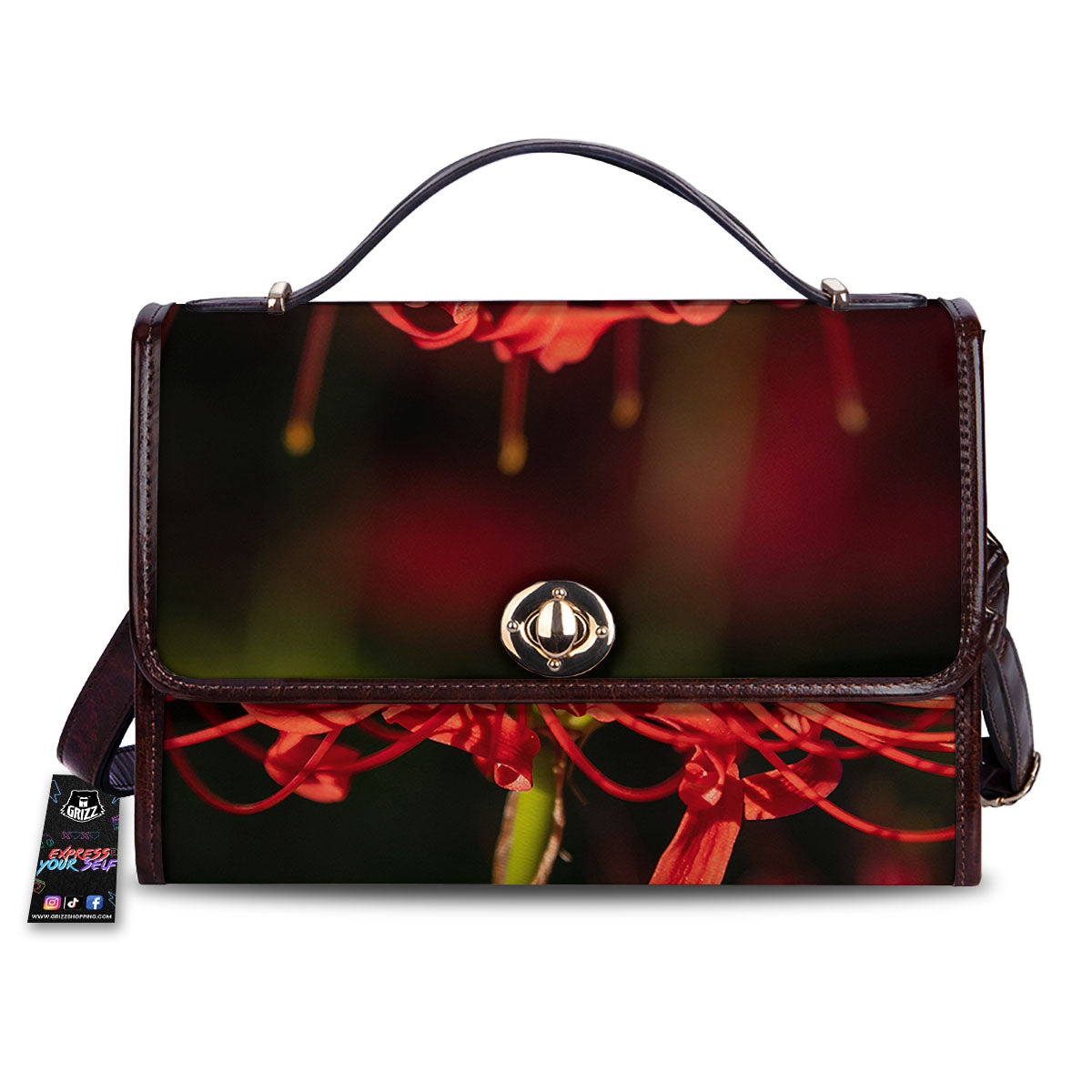 Amaryllis Red Japanese Print Women's Satchel Bag