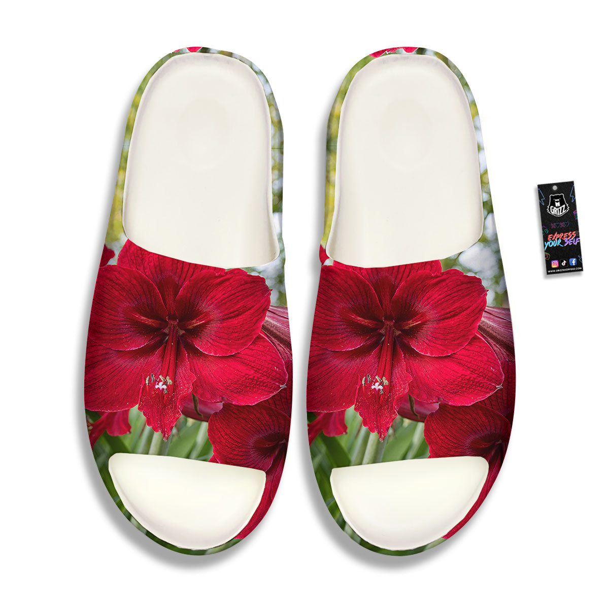 Amaryllis Red Print Sandals-grizzshop