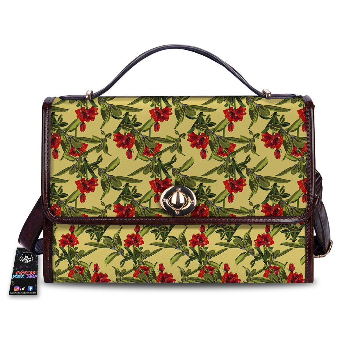 Amaryllis Red Yellow Print Pattern Women's Satchel Bag