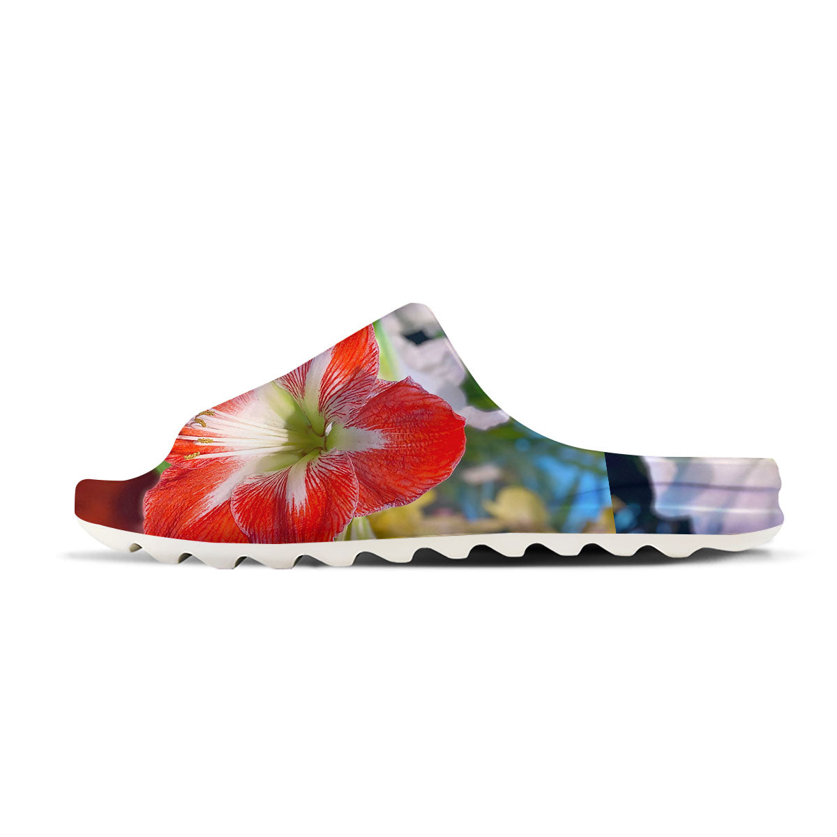 Amaryllis White And Red Print Sandals-grizzshop