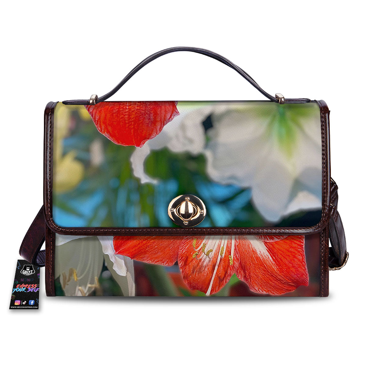 Amaryllis White And Red Print Women's Satchel Bag