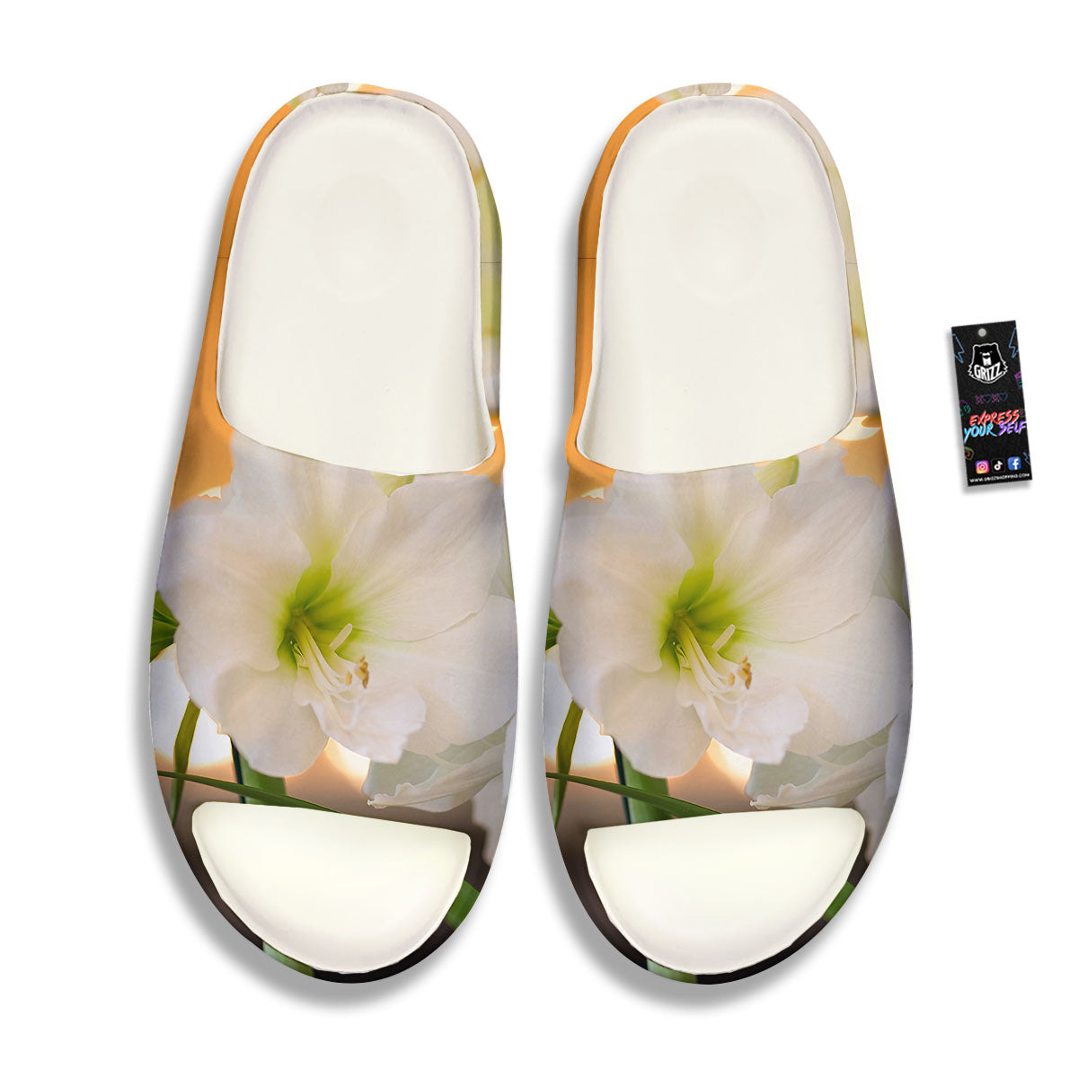 Amaryllis White Print Sandals-grizzshop