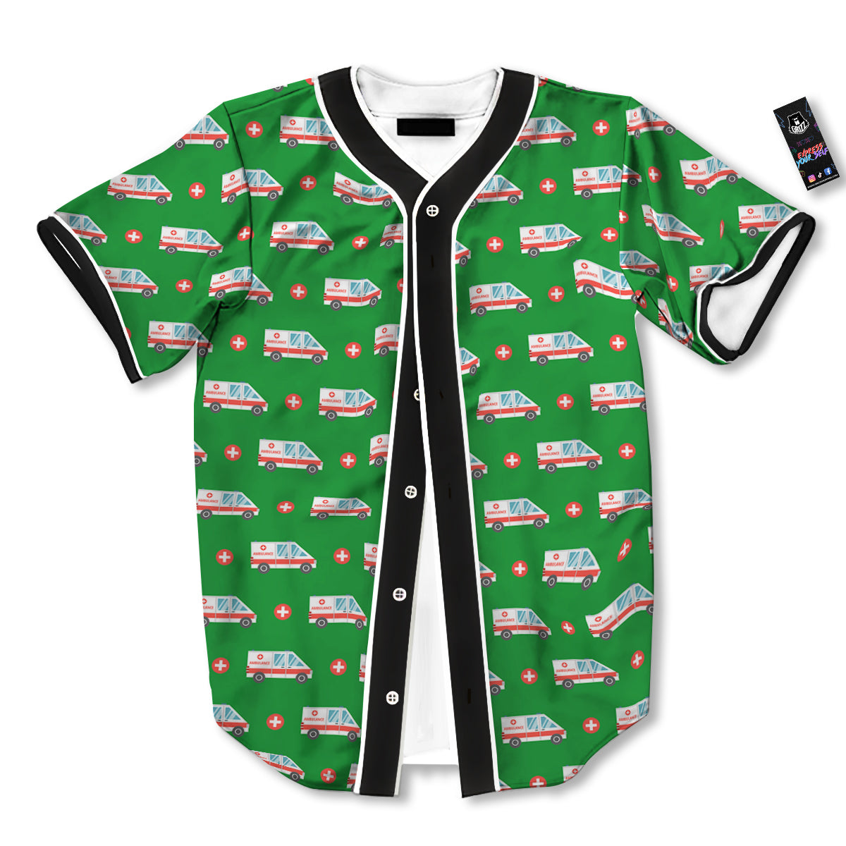 Ambulance Car Paramedic Print Pattern Baseball Jersey-grizzshop