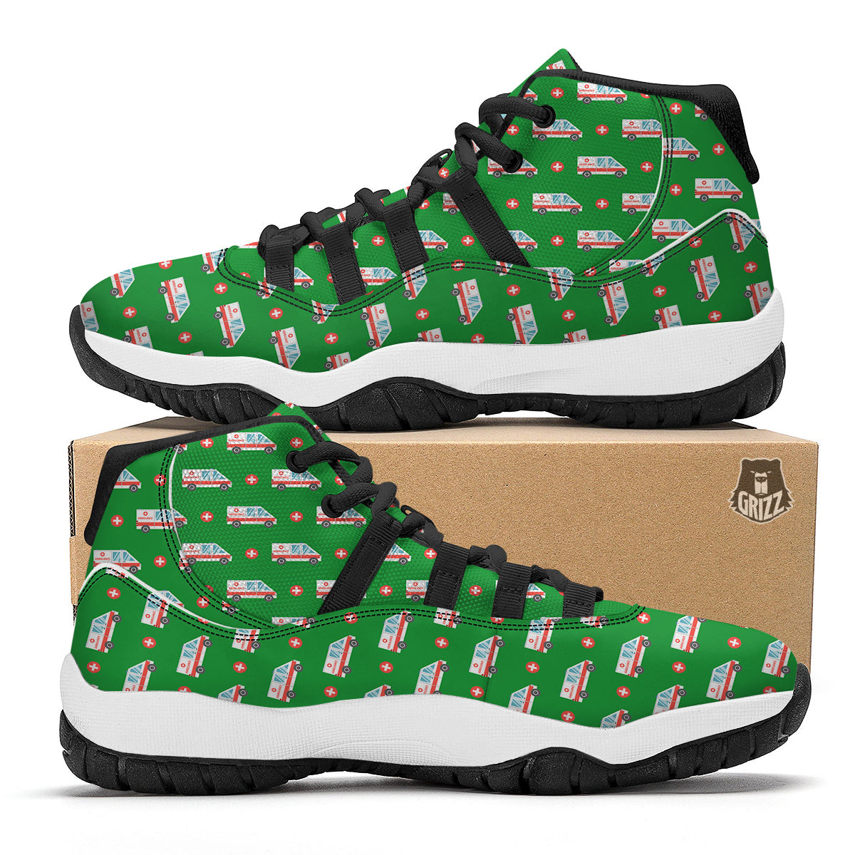 Ambulance Car Paramedic Print Pattern Black Bball Shoes-grizzshop