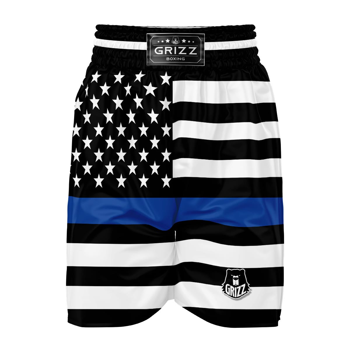 America Flag Blue Thin Line Boxing Shorts-grizzshop