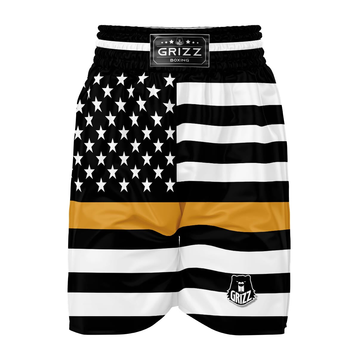 America Flag Gold Thin Line Boxing Shorts-grizzshop