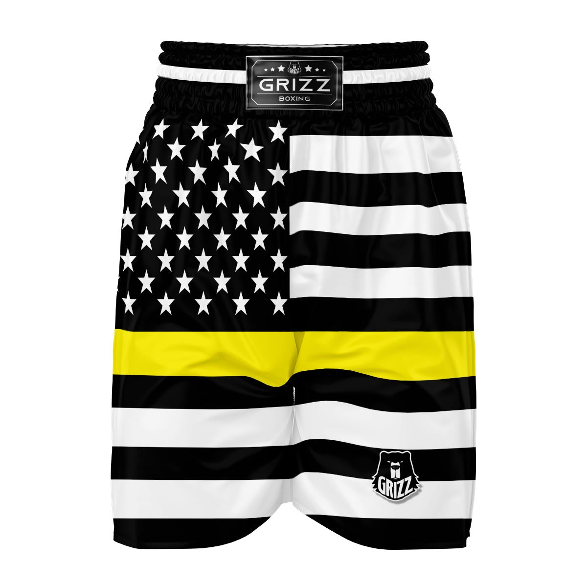America Flag Yellow Thin Line Boxing Shorts-grizzshop
