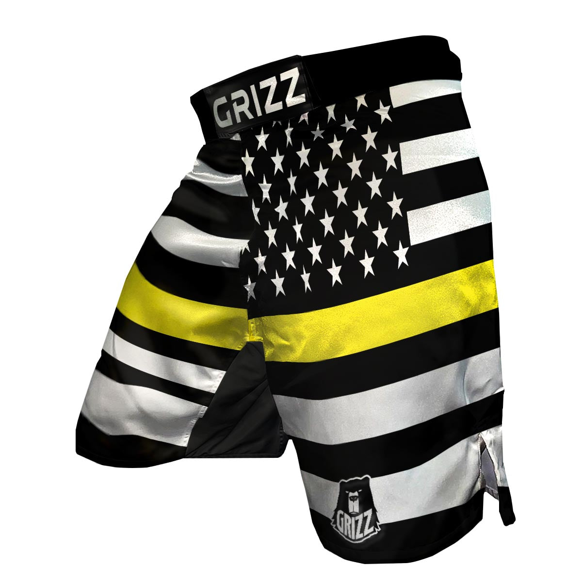 America Flag Yellow Thin Line MMA Shorts-grizzshop