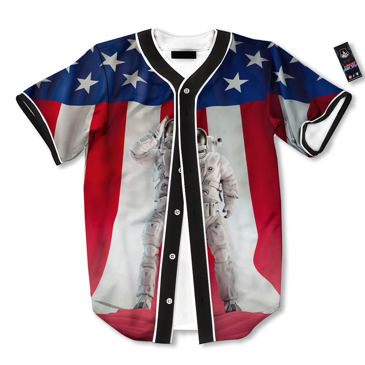 American Astronaut Print Baseball Jersey-grizzshop
