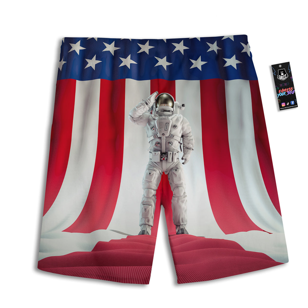 American Astronaut Print Men's Athletic Shorts