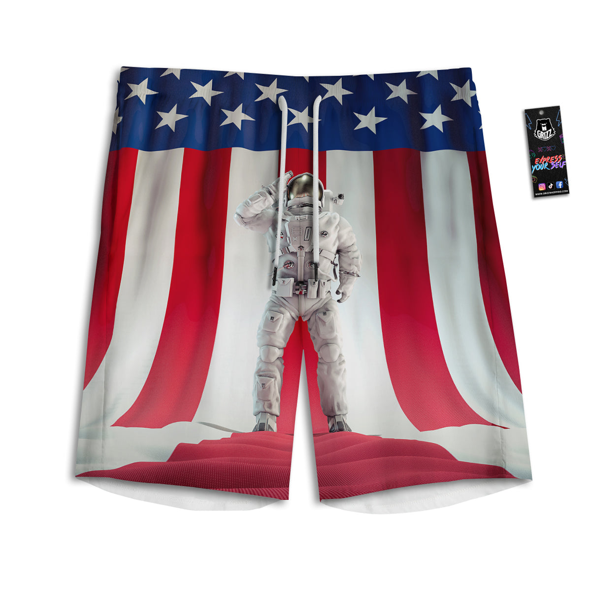 American Astronaut Print Men's Athletic Shorts