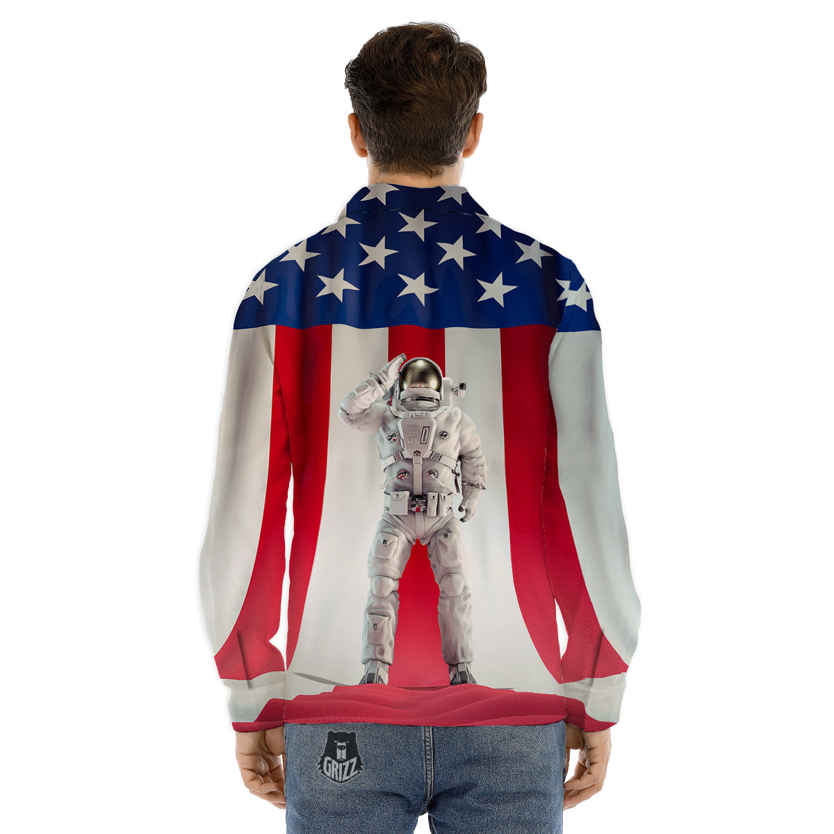 American Astronaut Print Men's Dress Shirts-grizzshop