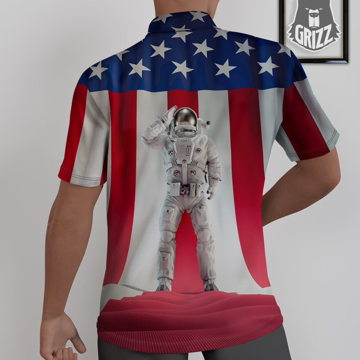 American Astronaut Print Untucked Shirts-grizzshop