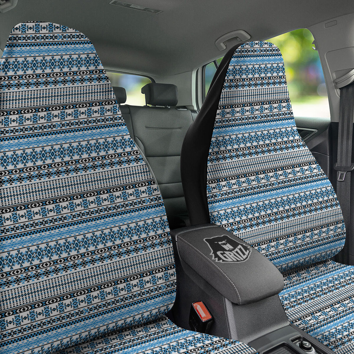 American Aztec Blue Native Print Pattern Car Seat Covers-grizzshop