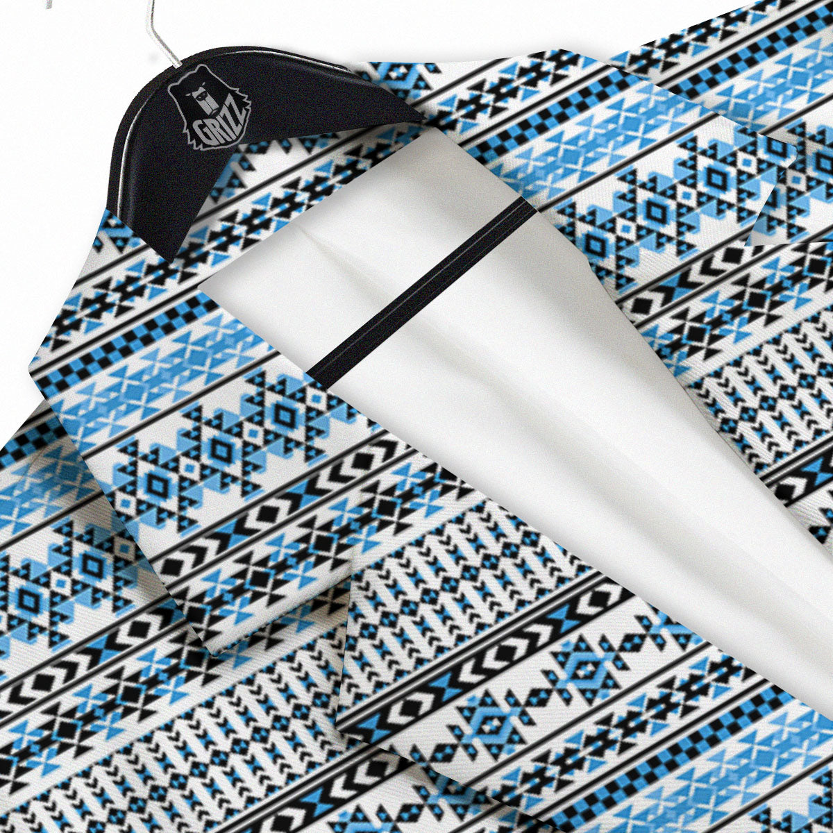 American Aztec Blue Native Print Pattern Men's Sport Coat-grizzshop