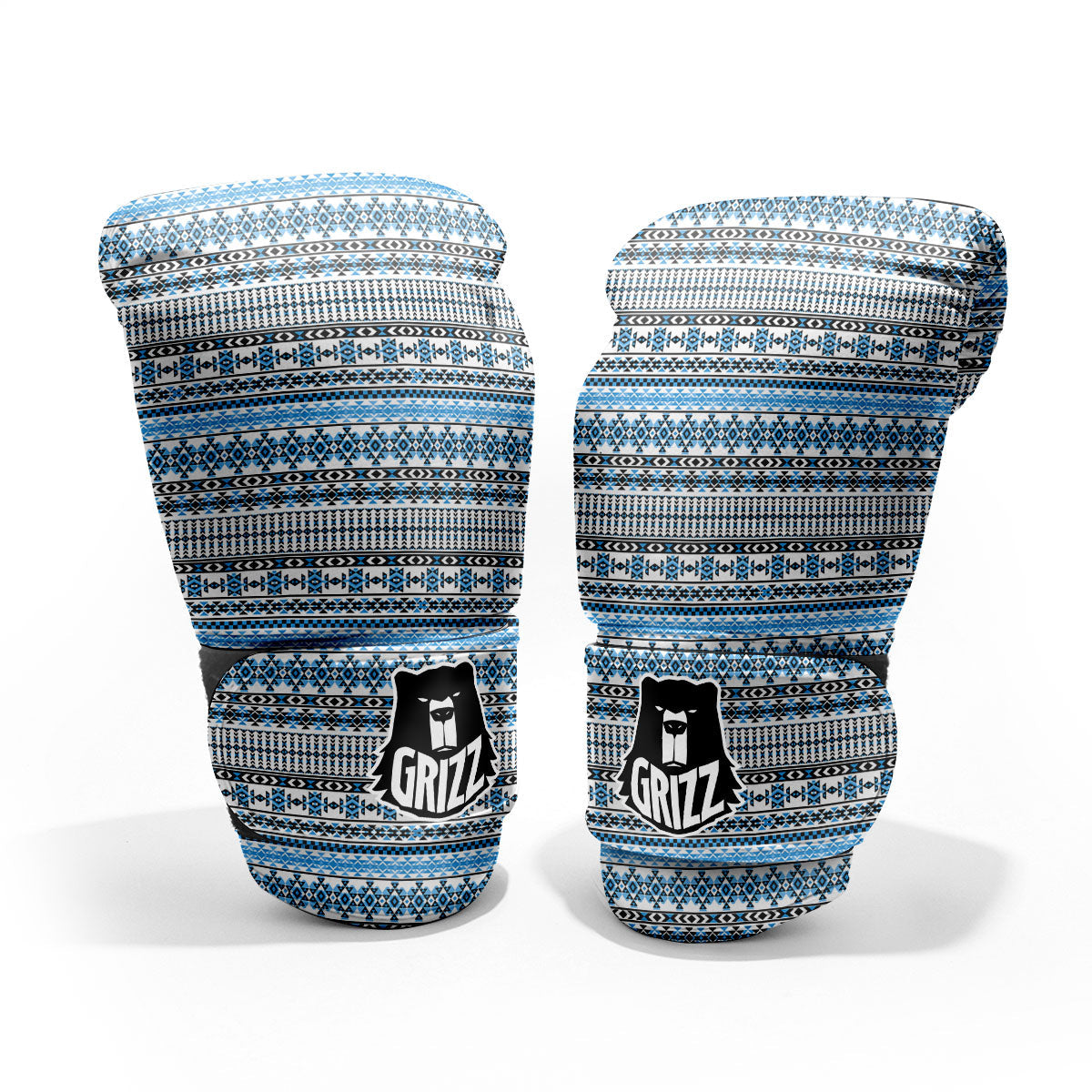 American Aztec Blue Native Print Pattern Pro Boxing Glove