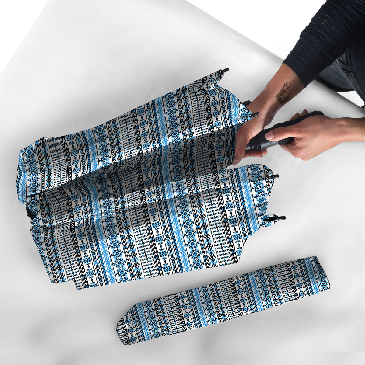 American Aztec Blue Native Print Pattern Umbrella-grizzshop