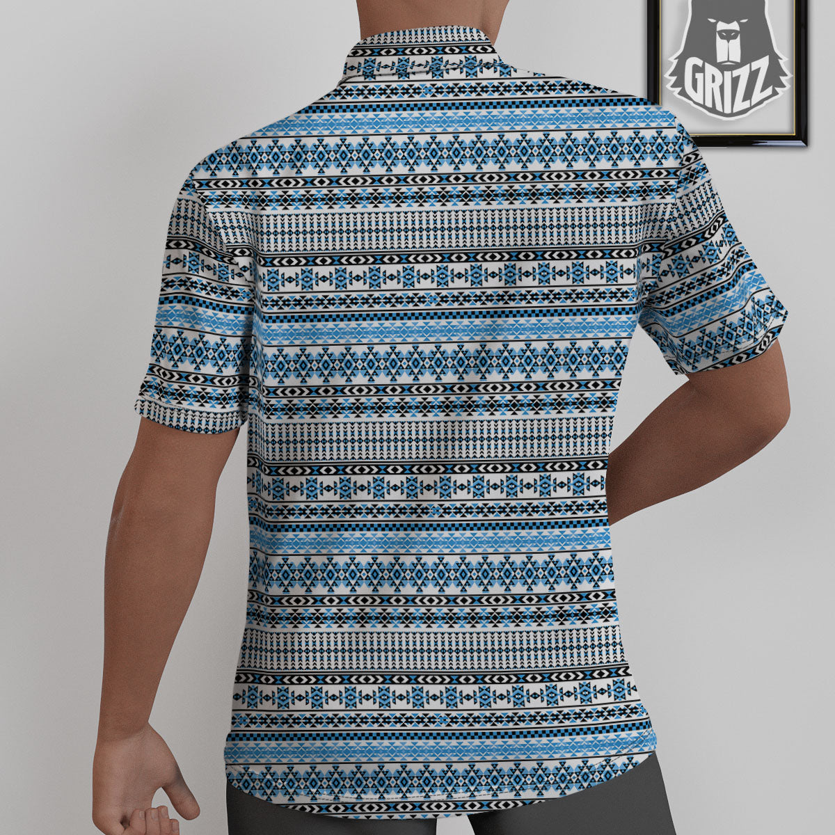 American Aztec Blue Native Print Pattern Untucked Shirts-grizzshop