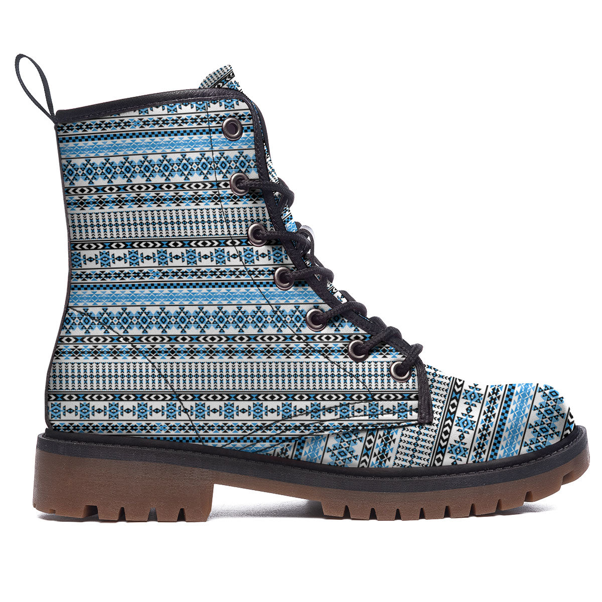 American Aztec Blue Native Print Pattern Work Boots-grizzshop