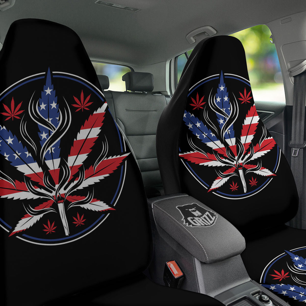 American Cannabis Leaf Flag Print Car Seat Covers-grizzshop