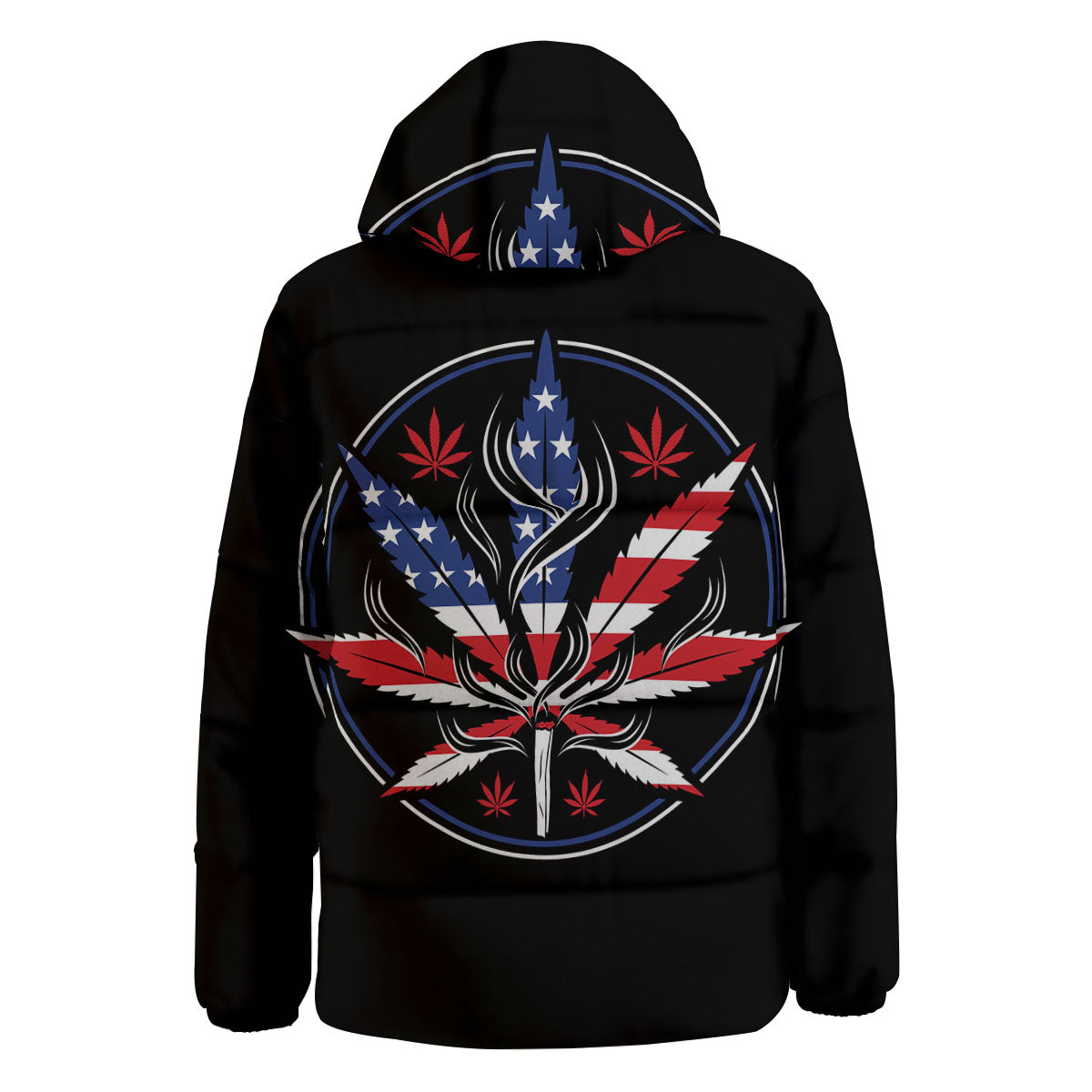 American Cannabis Leaf Flag Print Down Jacket-grizzshop